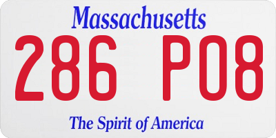 MA license plate 286PO8