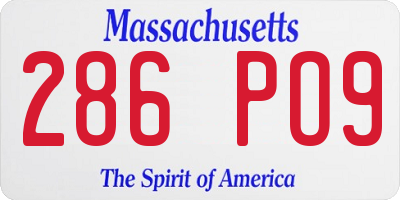 MA license plate 286PO9