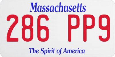 MA license plate 286PP9