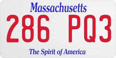 MA license plate 286PQ3