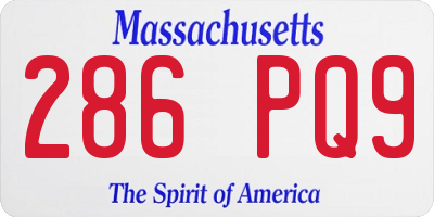 MA license plate 286PQ9