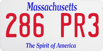 MA license plate 286PR3