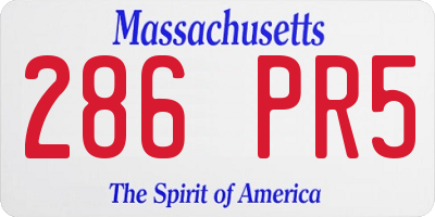 MA license plate 286PR5