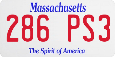 MA license plate 286PS3