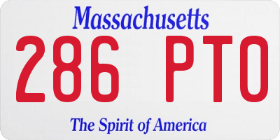 MA license plate 286PT0