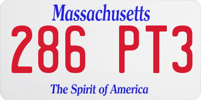 MA license plate 286PT3