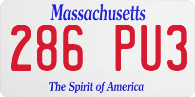 MA license plate 286PU3