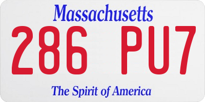 MA license plate 286PU7