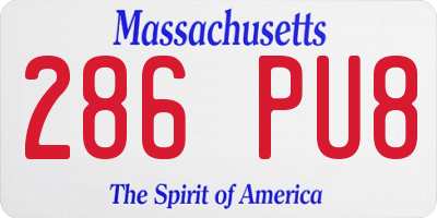 MA license plate 286PU8