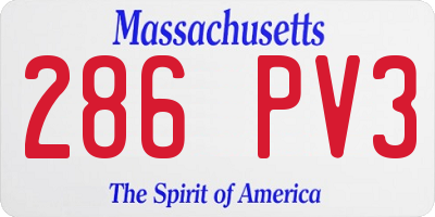 MA license plate 286PV3