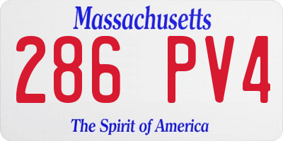 MA license plate 286PV4