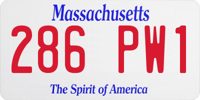 MA license plate 286PW1