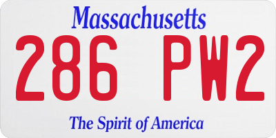 MA license plate 286PW2
