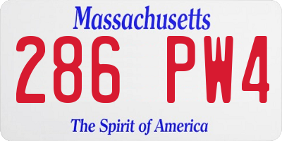 MA license plate 286PW4