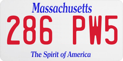 MA license plate 286PW5