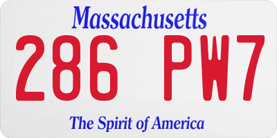 MA license plate 286PW7