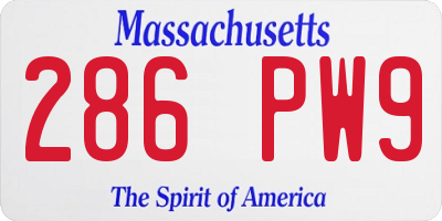 MA license plate 286PW9