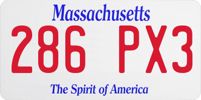 MA license plate 286PX3