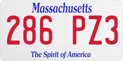MA license plate 286PZ3
