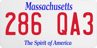 MA license plate 286QA3