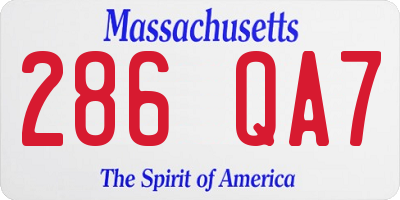 MA license plate 286QA7