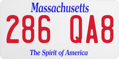 MA license plate 286QA8