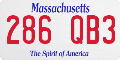 MA license plate 286QB3