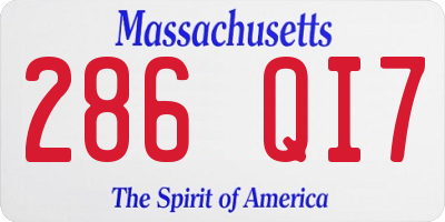 MA license plate 286QI7