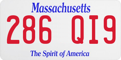 MA license plate 286QI9