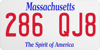 MA license plate 286QJ8