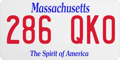 MA license plate 286QK0