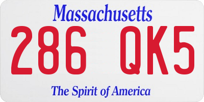 MA license plate 286QK5