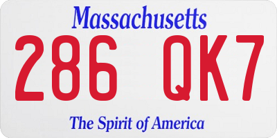 MA license plate 286QK7