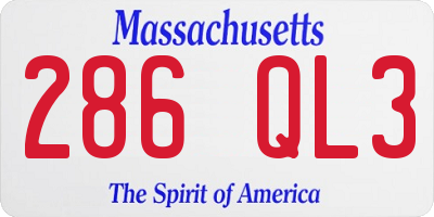 MA license plate 286QL3