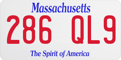 MA license plate 286QL9