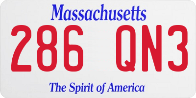 MA license plate 286QN3