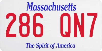 MA license plate 286QN7