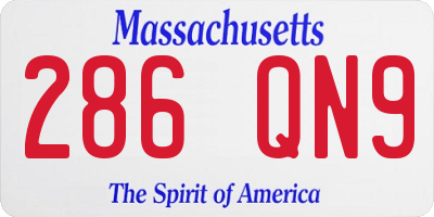 MA license plate 286QN9
