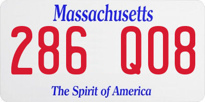 MA license plate 286QO8