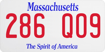 MA license plate 286QO9