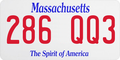 MA license plate 286QQ3