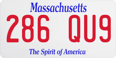 MA license plate 286QU9