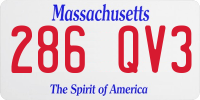 MA license plate 286QV3