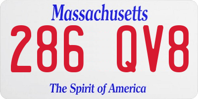 MA license plate 286QV8
