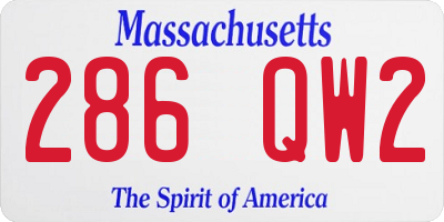 MA license plate 286QW2