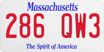 MA license plate 286QW3
