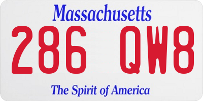 MA license plate 286QW8