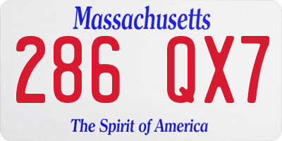 MA license plate 286QX7