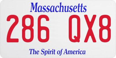 MA license plate 286QX8