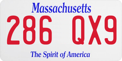 MA license plate 286QX9